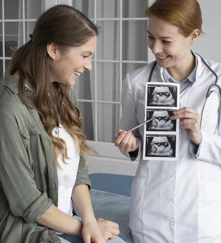 Pregnancy viability scan checking fetal heartbeat and gestational age